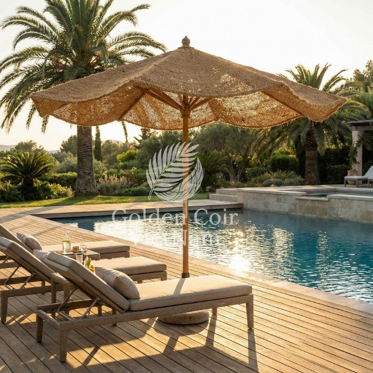 Discover the Coco 11 Ft Patio Umbrella Collection for Natural Deck Aesthetics