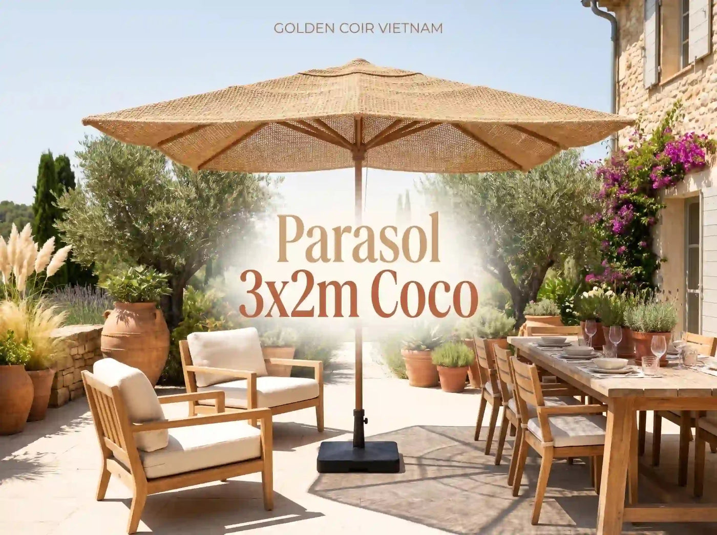 5 Raisons D'Adopter un PARASOL 3X2M EFFET FIBRE DE COCO - Golden Coir VietNam