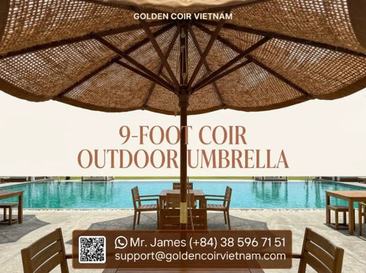 9-Foot Coconut Fiber Outdoor Umbrella for Patios & Resorts - Golden Coir VietNam