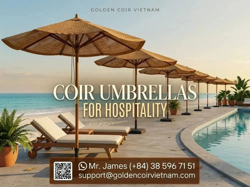 Coconut Fiber Patio Umbrella Company for Resorts & Hospitality Projects - Golden Coir VietNam