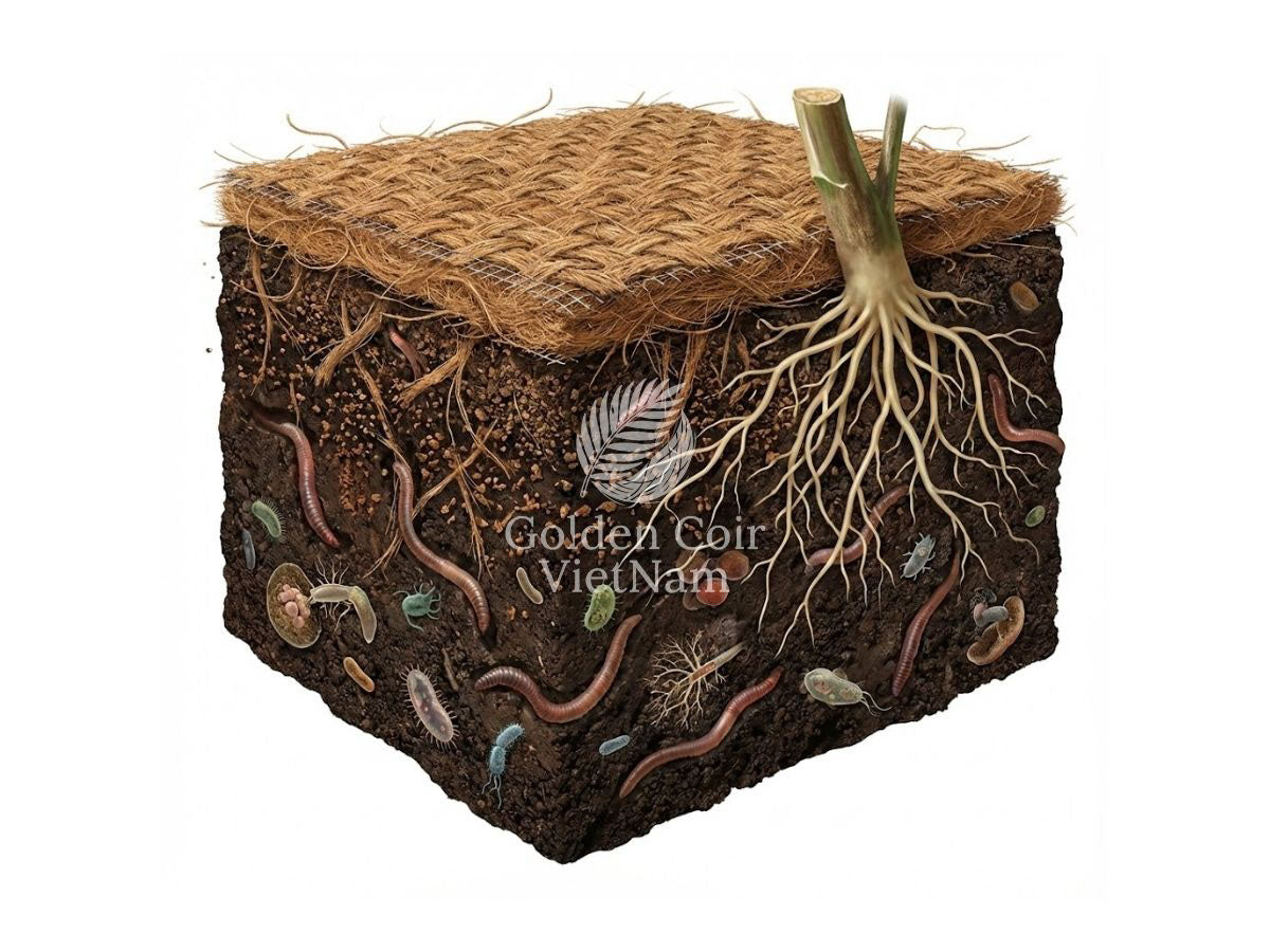 permanent mulch coir mat highly permeable lets water drain through while retaining moisture in soil