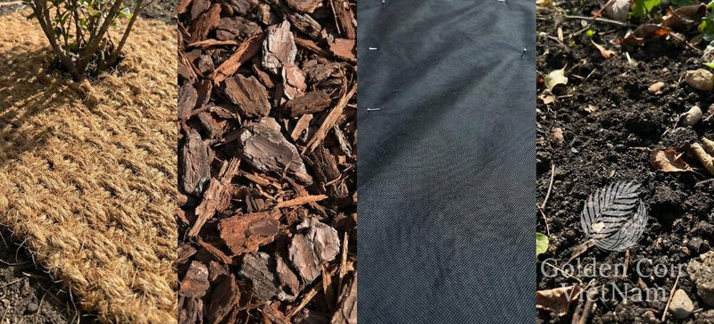 Coconut mulching comparison coir mulch mat vs pine bark mulch vs synthetic landscape fabric