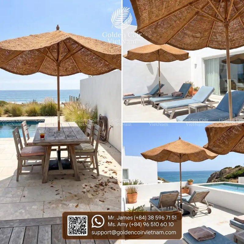 Custom Coastal Patio Umbrella for Your Home - Golden Coir VietNam
