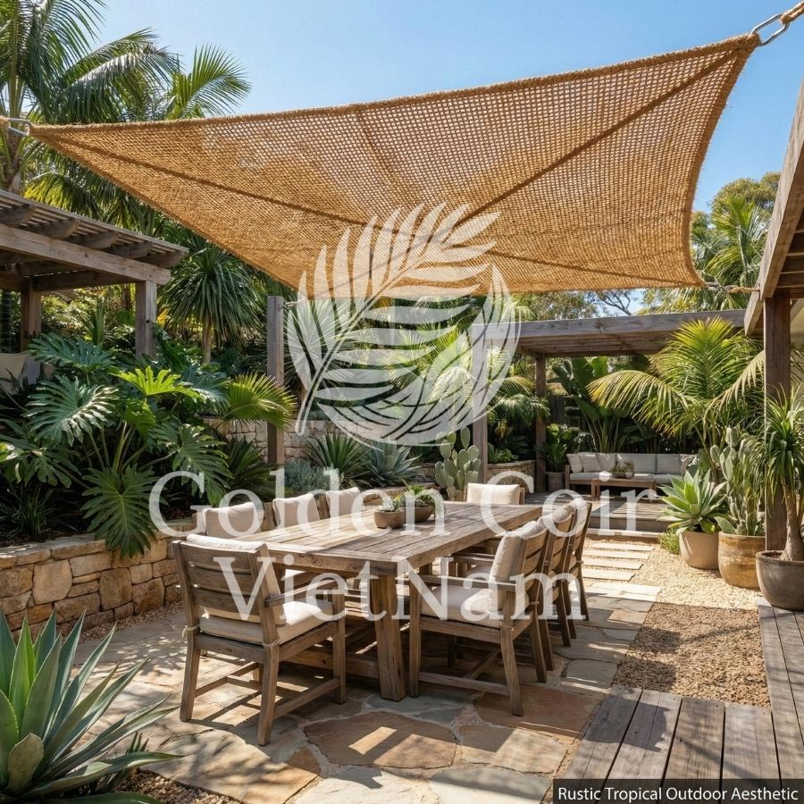 Custom Coir Shade Sail Designed for Waterproof and Breathable Patio Use - Golden Coir VietNam