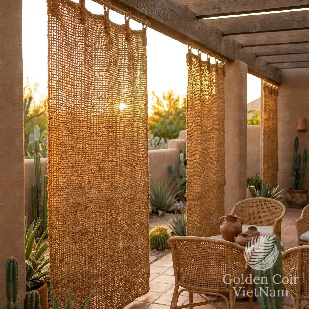 How to Hang Outdoor Coir Curtains on Patios and Pergolas - Golden Coir VietNam