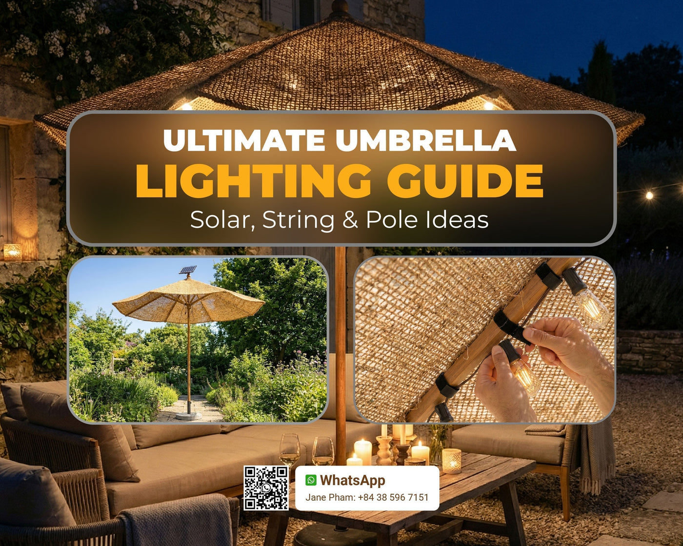 How to Select the Best and Most Durable Patio Umbrella Lighting - Golden Coir VietNam