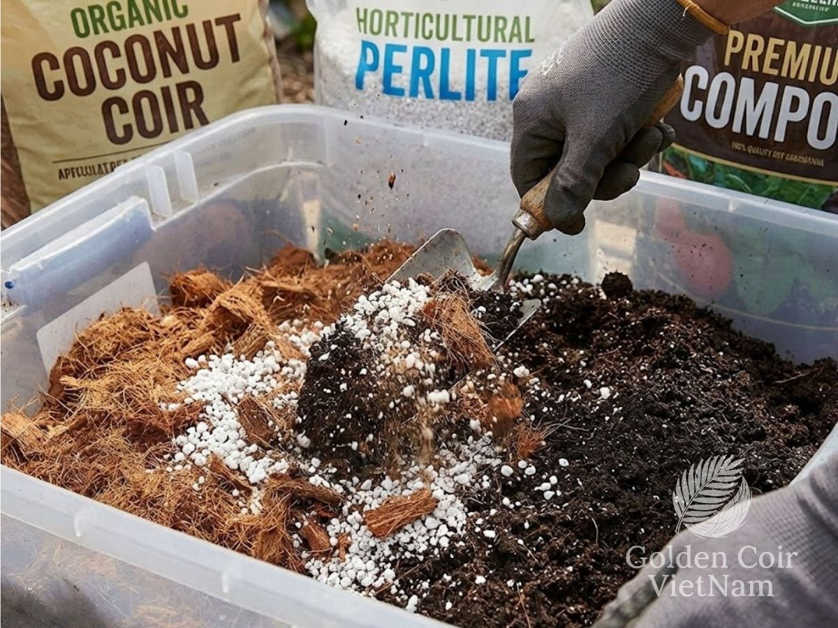 How to use coconut coir mulch to hold water and stop weeds - Golden Coir VietNam