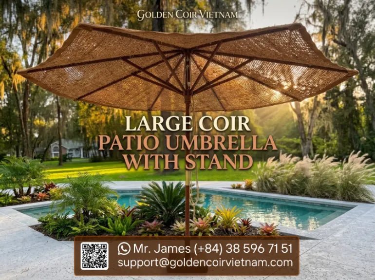 Modern Coconut Fiber Outdoor Umbrellas and Stands for Patios - Golden Coir VietNam