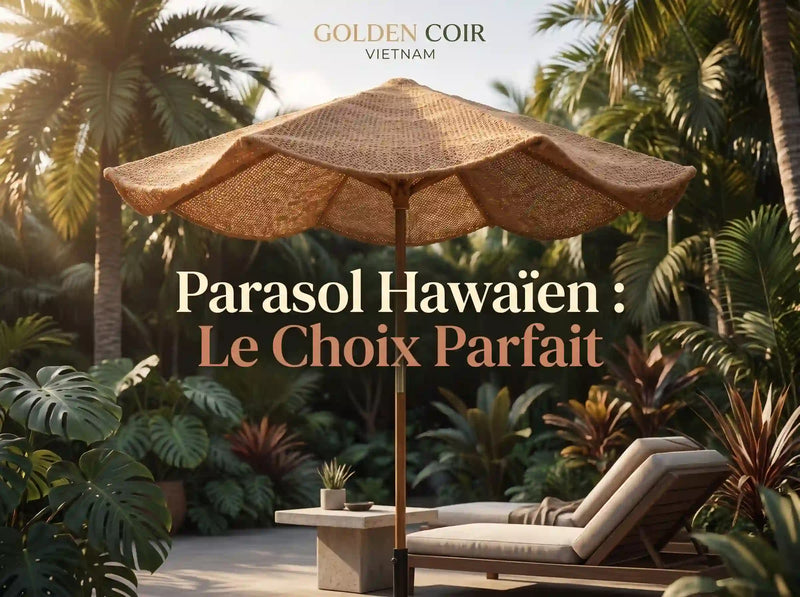 Parasol hawaïen en fibre de coco naturelle avec ombre respirante pour jardin tropical et ambiance exotique