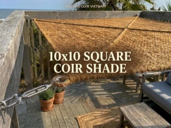 Premium 10x10 Square Coir Shade Sail Solutions for B2B Partners - Golden Coir VietNam