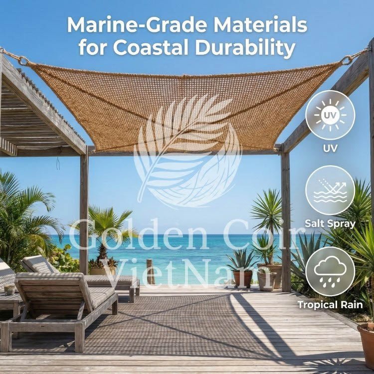 The New Beach Shade Sail Guide for Sea-Spray Resistant - Golden Coir VietNam