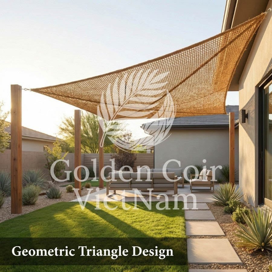 Triangle Coir Shade Sails for Aesthetic Garden Sun Protection - Golden Coir VietNam