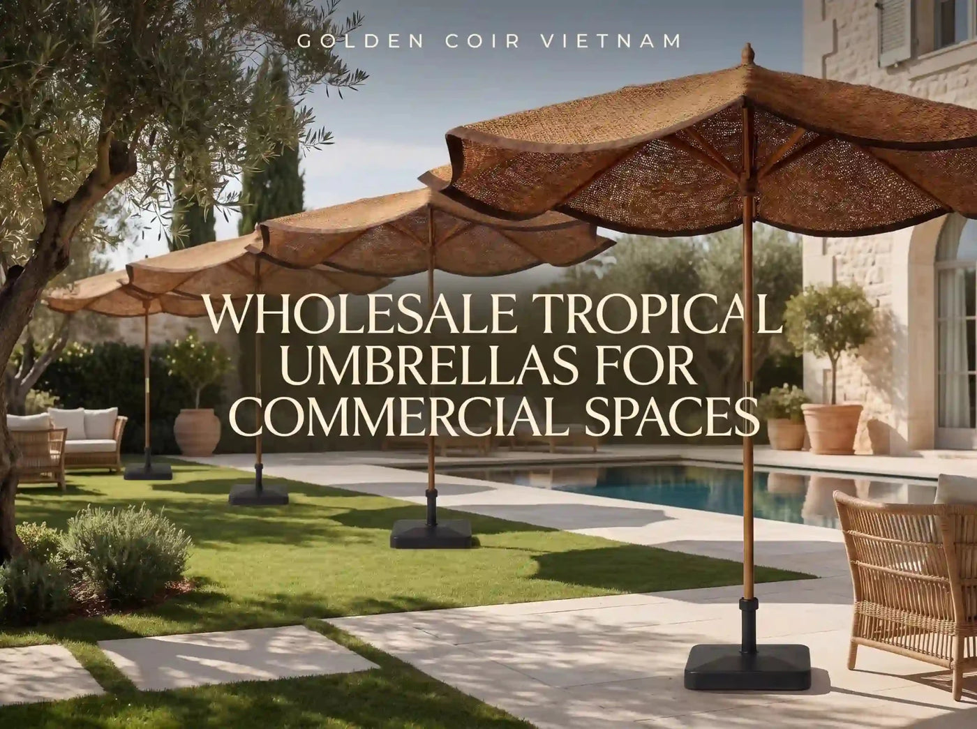 Wholesale Tropical Outdoor Umbrellas - Golden Coir VietNam