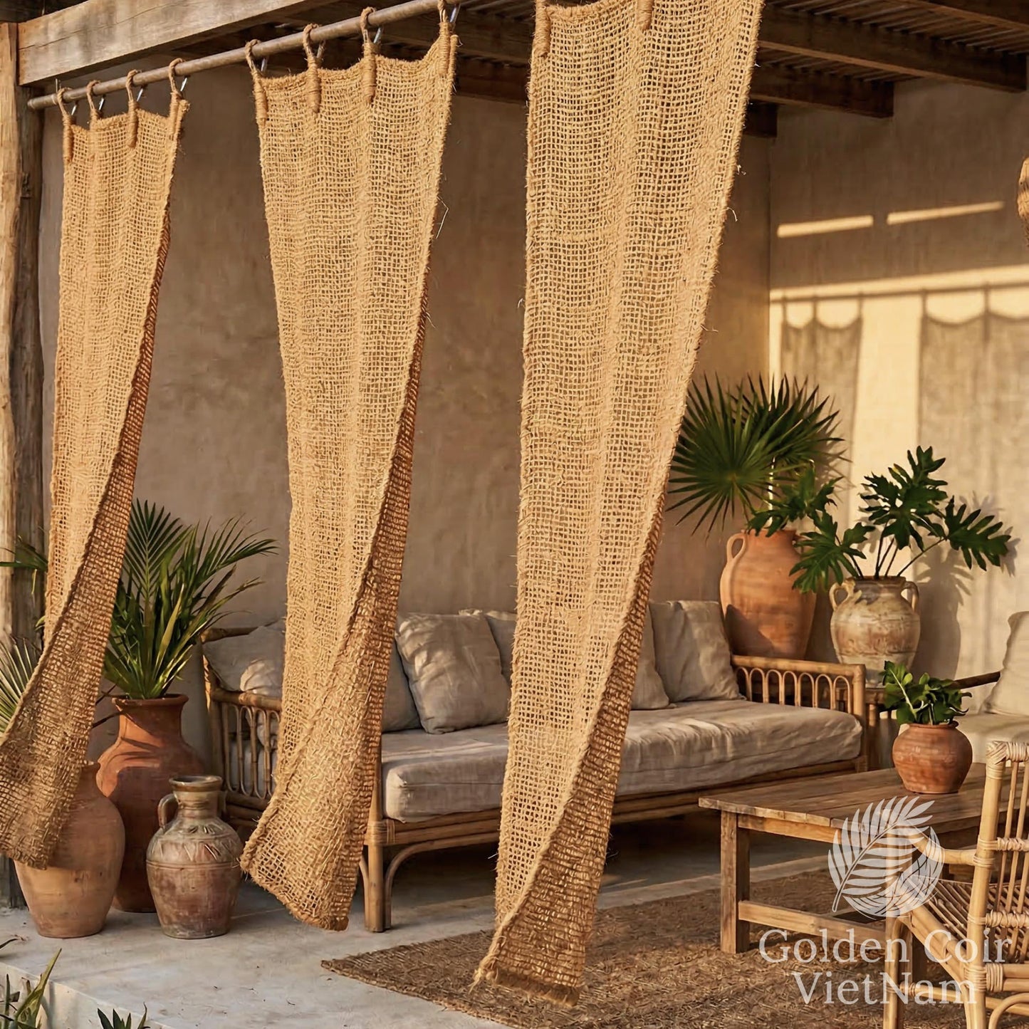 Premium Sliding Coir Curtain, 100% Natural & Eco-Friendly  | Tropical resort design