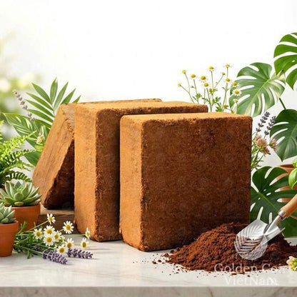 Coconut Coir Brick 5kg from Vietnam, Organic Coco Coir Bricks for Plants - Golden Coir VietNam