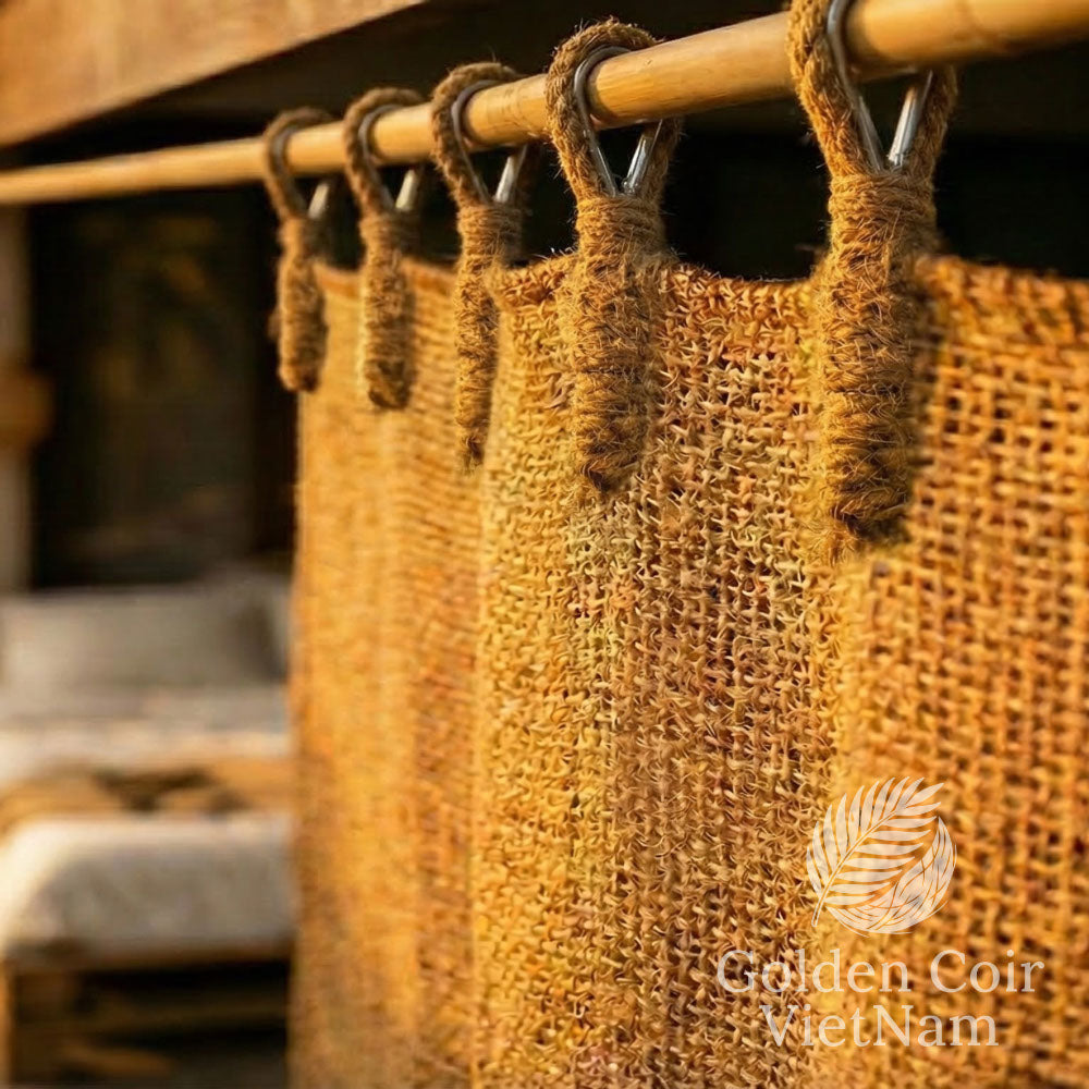 Coconut Curtains with Loop, Outdoor Curtains 6.5ft x 8.2ft for Mediterranean Style