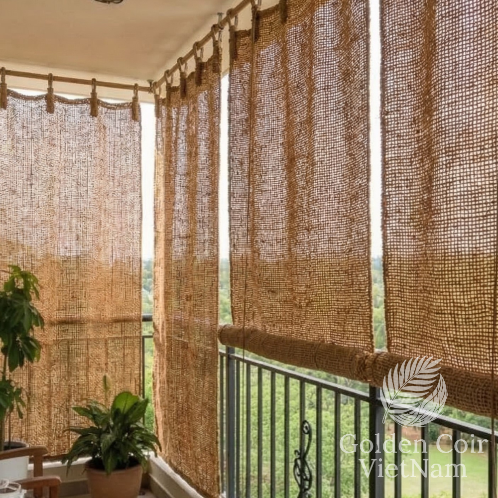 Coconut Curtains with Loop, Outdoor Curtains 6.5ft x 8.2ft for Mediterranean Style