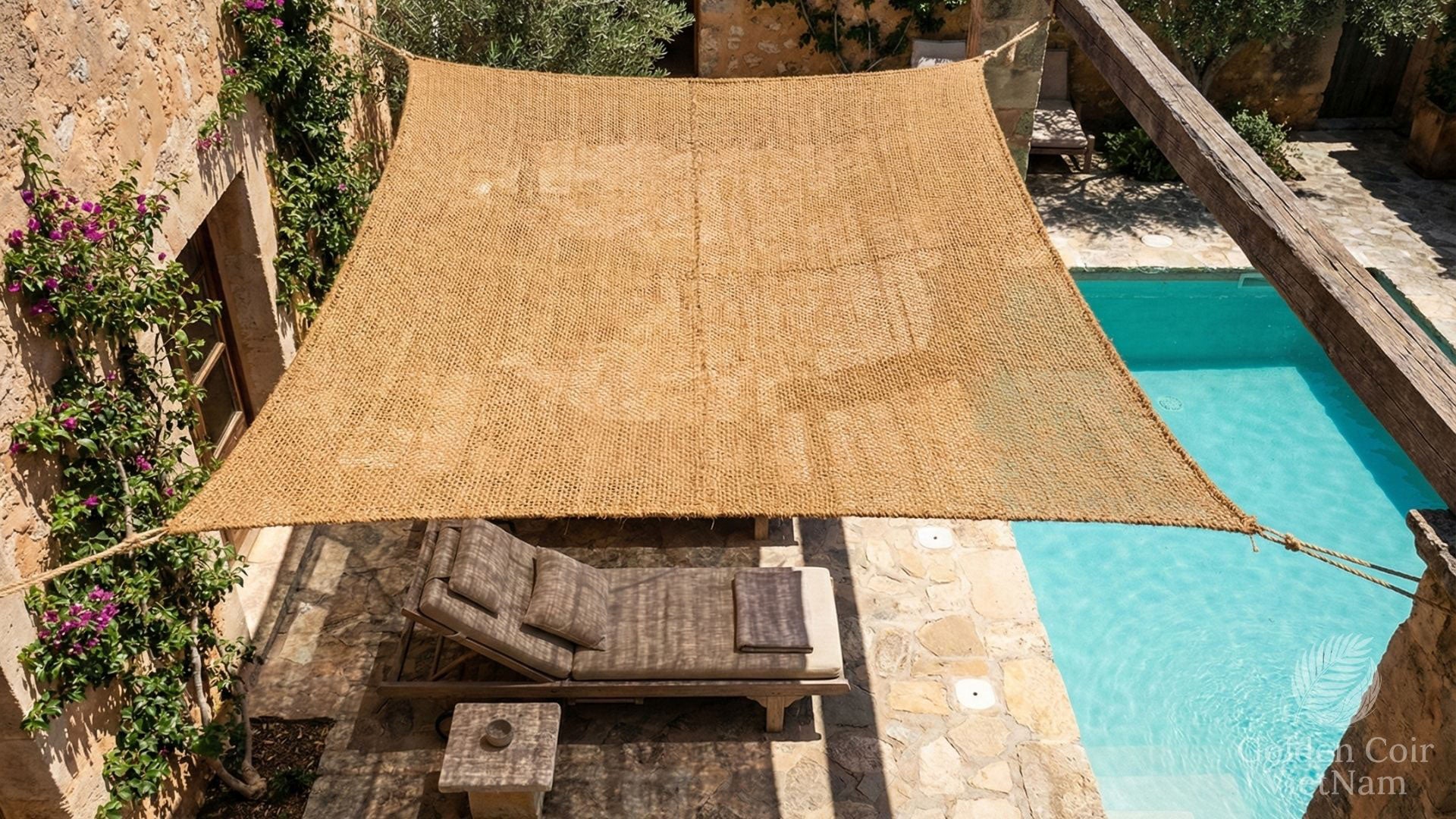 sun shade sail with pool 