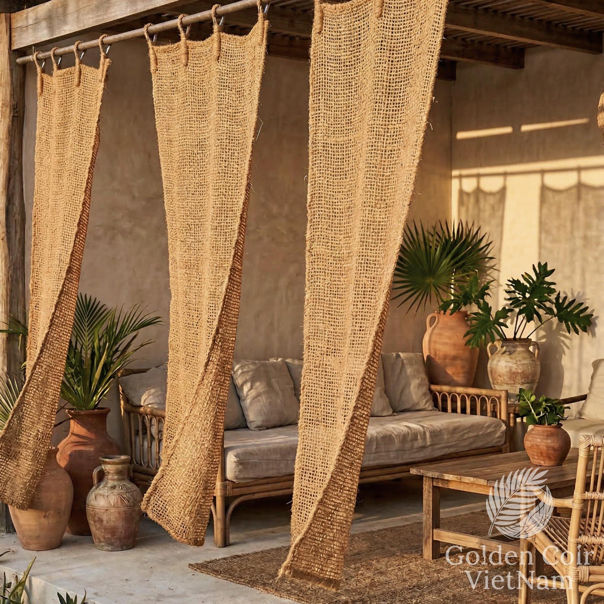Premium Sliding Coir Curtain, 100% Natural & Eco - Friendly | Tropical resort design - Golden Coir VietNam